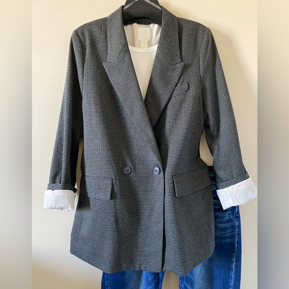 H&M Charcoal Double-Breasted Blazer